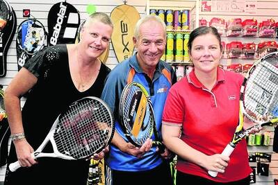 SEASON IS DONE: Central Wimmera Tennis Association president Juliana Antonoff with naming rights sponsor Howard Schier of Horsham Sports and Leisure and outgoing association secretary Jenelle Apostolopoulos. Picture: SAMANTHA CAMARRI