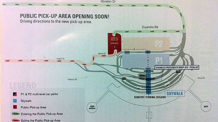 A map of the new pick-up area at Brisbane Domestic Airport.