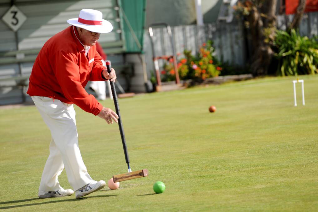 Kalinma Park Croquet Club member Ray Russell play's a shot during the club's annual tournament. Picture: EMMA COUTTS