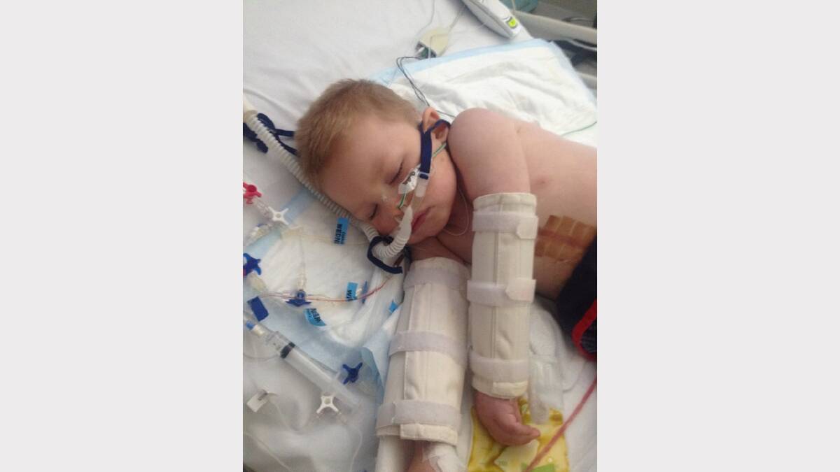 LIFE-CHANGING TIME: Zeke Harrison recovers in the  Royal Children’s Hospital.