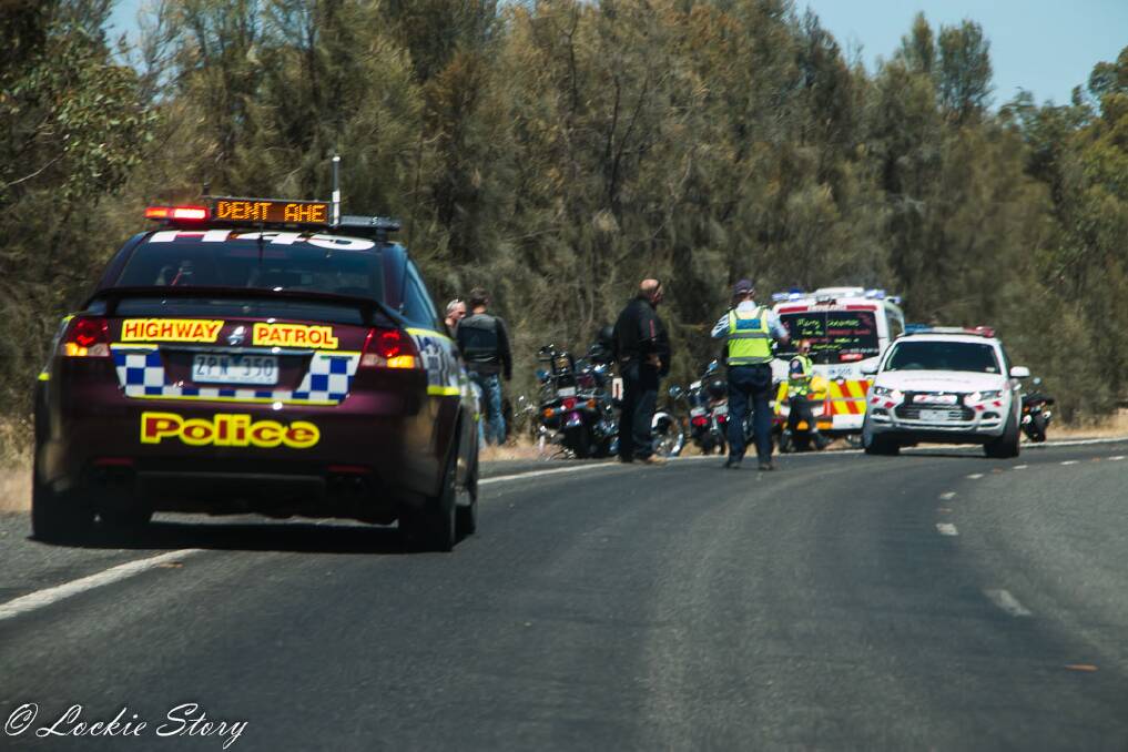 CRASH: Emergency services at the scene of a motorcycle crash near Mockinya. Picture: CONTRIBUTED