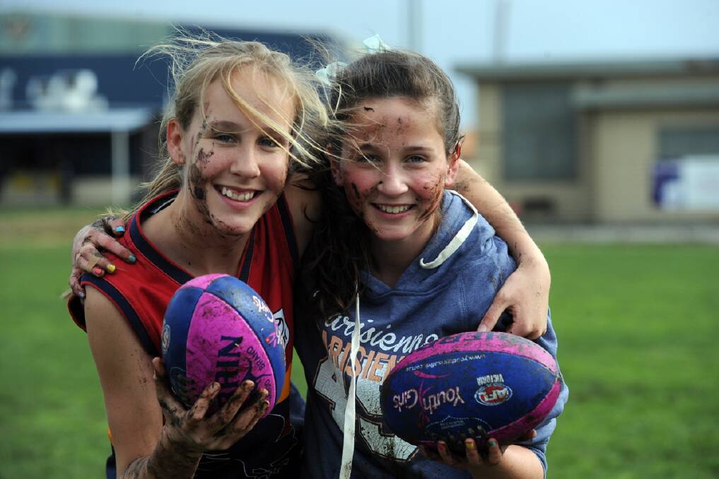 AUGUST 2013: Nia Harrison and Evie Wallace, Horsham, Youth Girls Football come and try game. 