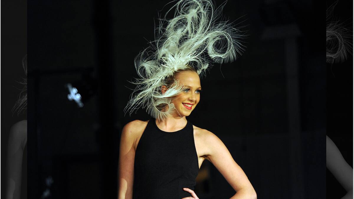 Marnie Lehmann modeling Neil Grigg fashion. Neil Grigg, James Penrose Fashion Show in Harrow. 