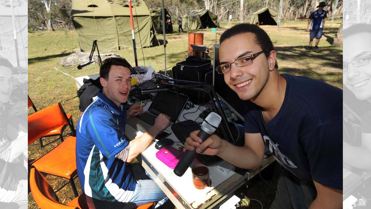 Matt Mangan and Aeden Ratcliffe, Scout Radio station, at Scout camp in the Grampians. 