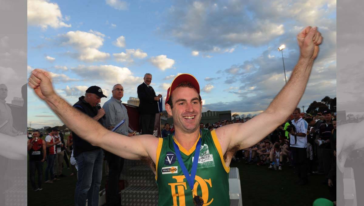 Justin Chilver tops off his Toohey Medal with a premiership. Wimmera Football League grand final at Davis Park, Nhill. 