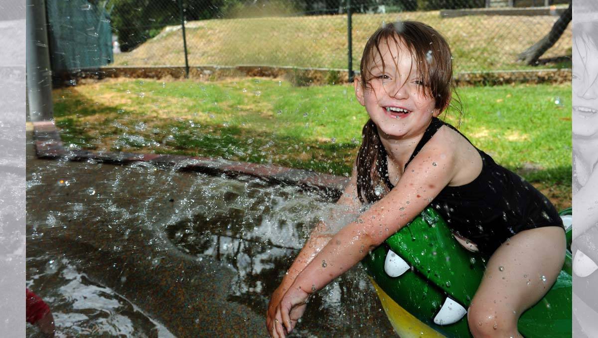 Genevieve Bray, 4, Ballarat, enjoying new water park at Halls Gap Pool. 