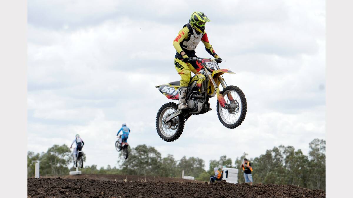 AIR TIME: Horsham's Dylan Wheeler rides in the C Grade lites class at the Victorian Senior Motocross Championships at Dooen. Picture: SAMANTHA CAMARRI
