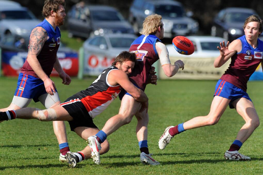 Horsham Saints came within 20 points of Horsham Demons on Saturday in Wimmera Football League. Picture: PAUL CARRACHER