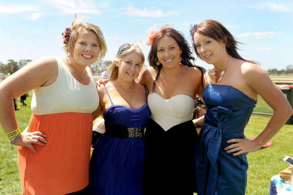 Cheree Johnson, Cathy Mackley, Andree Schier and Whitney O'Sullivan, all of Horsham, at the 2012 Horsham Cup. Picture: SAMANTHA CAMARRI 
