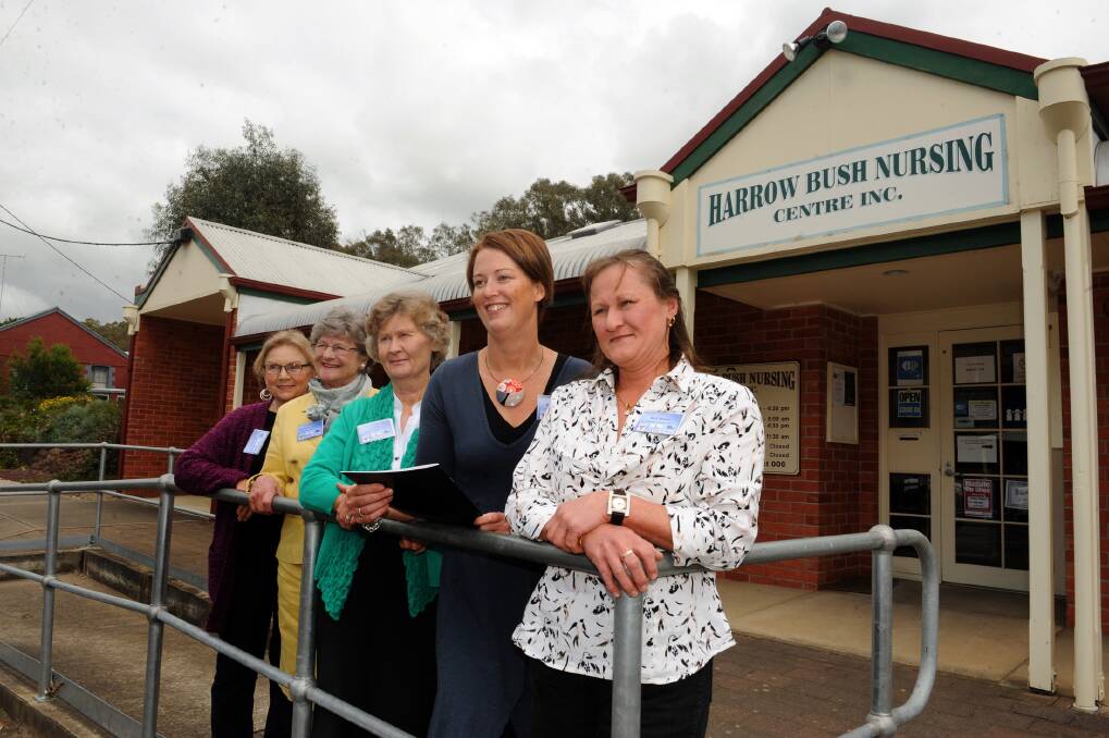GOOD TIMES: Jessica Page, Elisabeth Edgar, Lola Jones, Kylie McClure and Barb Brown were the guest speakers for the 2013 Pathways to Harrow event at Harrow Bush Nursing Centre. The centre has received a grant for its community bus. Picture: PAUL CARRACHER