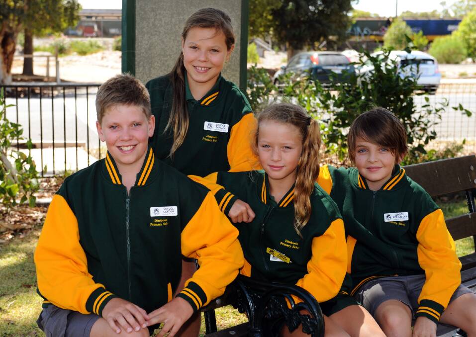 YOUNG LEADERS: Dimboola Primary School captains Noah Campbell and Olivia Revell, and vice-captains Mackenzie Ryen and Lachlan Geary, all 11. Picture: PAUL CARRACHER