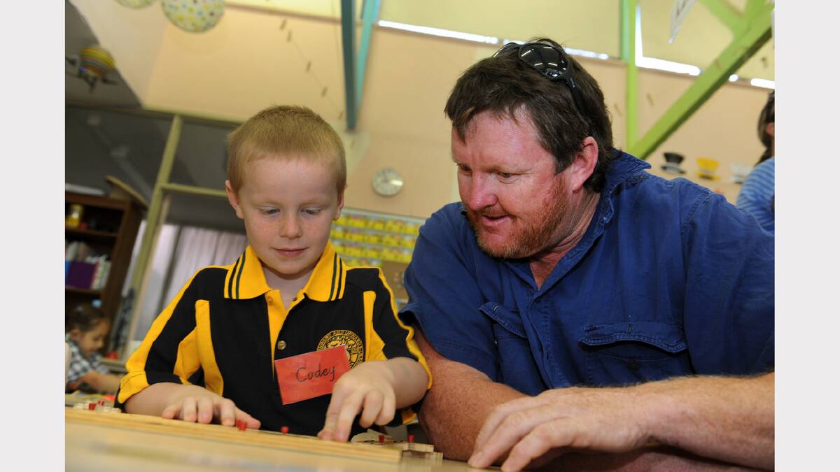 Codey Ison with dad Mark Ison at Horsham West Primary School.