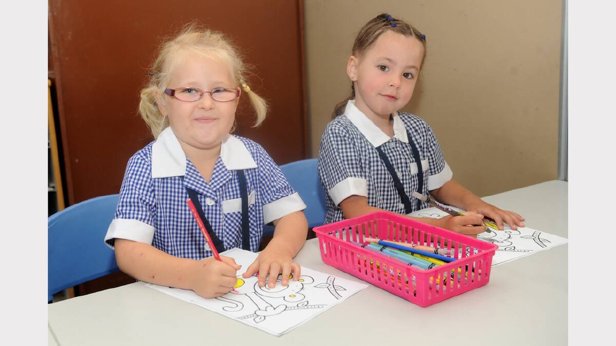 It was the first day of school for Ashleigh Sudholz, 4, and Bree Hawker, 5, at Horsham Primary School.