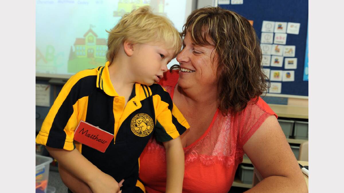 Matthew Quick wasn't so sure about letting mum Carmel go off by herself at Horsham West Primary School.