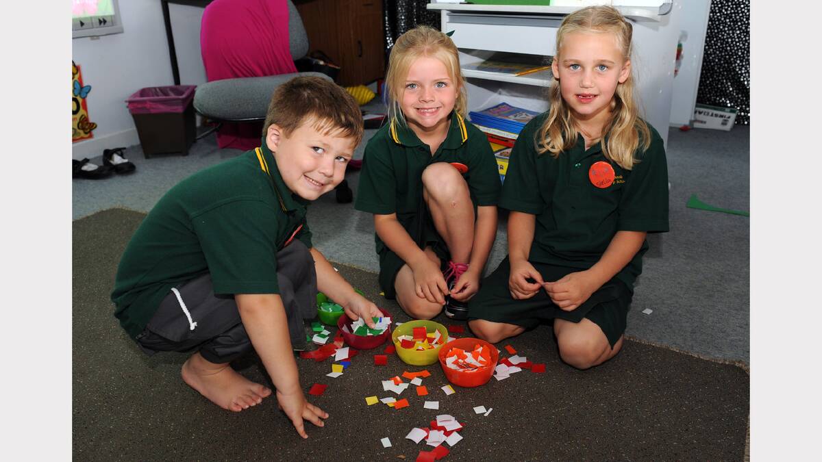 New preps at Dimboola Primary School, Jake Carr, Lucy Baker and Stella Williams. 
