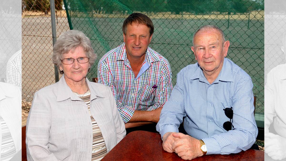 RETURN: June Henderson and her husband David, of Creswick, with Greg McDonald, centre, of Toolondo at the reunion. David was the longest-serving teacher in Toolondo and Greg was one of his students.