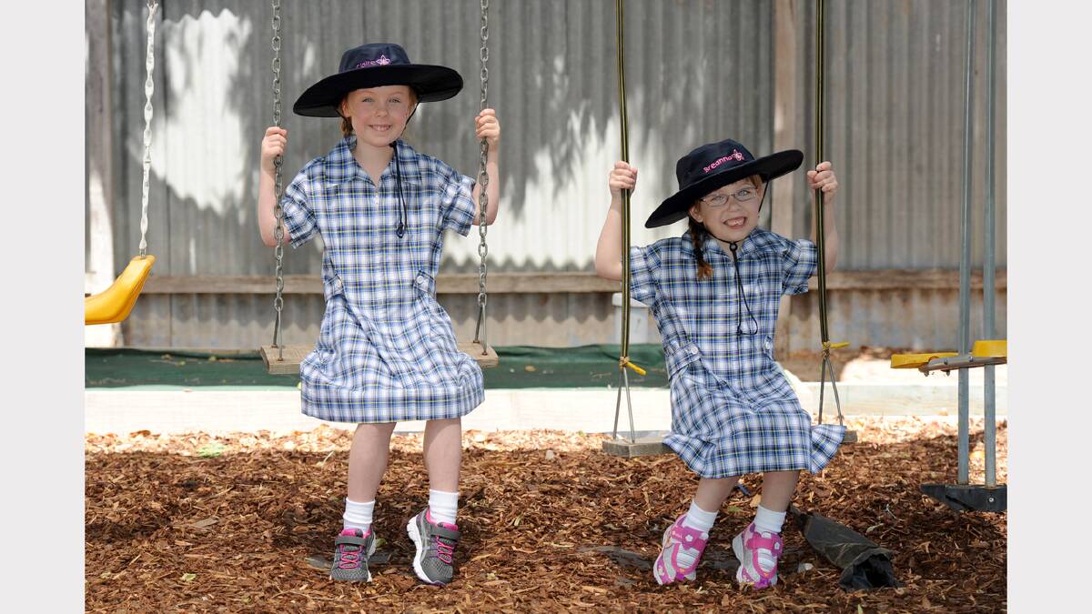 READY: Horsham twins Claire, left, and Breanna Martin, 5, are looking forward to their first day of prep at Horsham West Primary School on Thursday. Picture: SAMANTHA CAMARRI