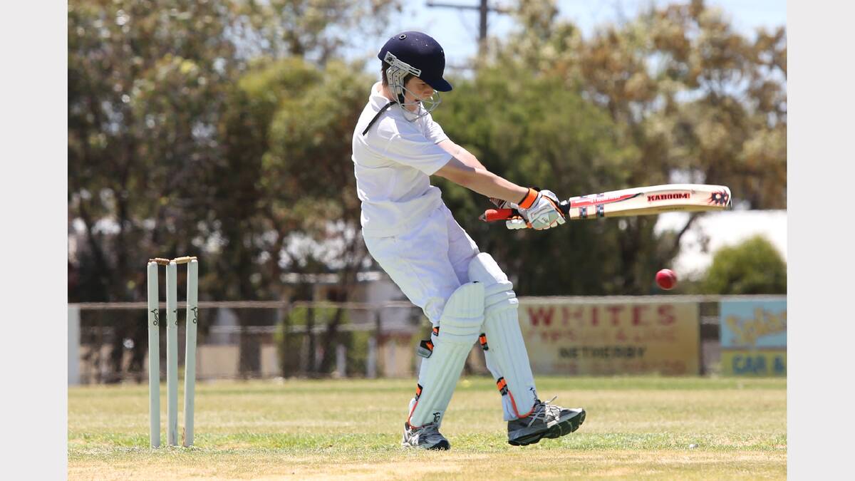 SWING: Nhill's Josh Lees, 13, bats during the Under-14 Country Week competition at Nhill. Picture: THEA PETRASS