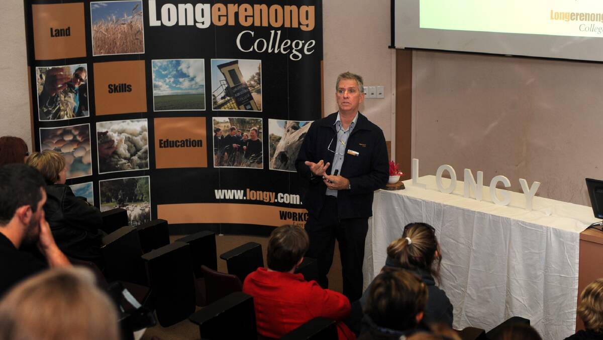 PROSPECTIVE STUDENTS: Longerenong College academic program manager Barry Ray talks to potential students at the college’s information day on Friday. Picture: SAMANTHA CAMARRI