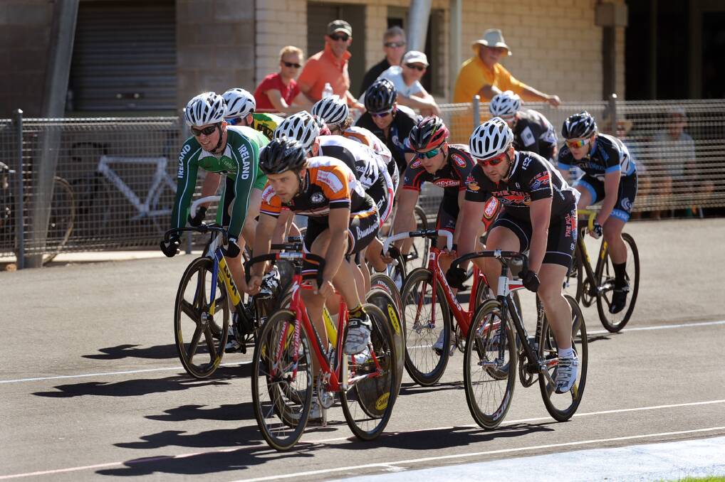 IN FRONT: Brunswick Cycling Club's Sam Johnson, front in orange, won open men's Victorian Elimination Championship.