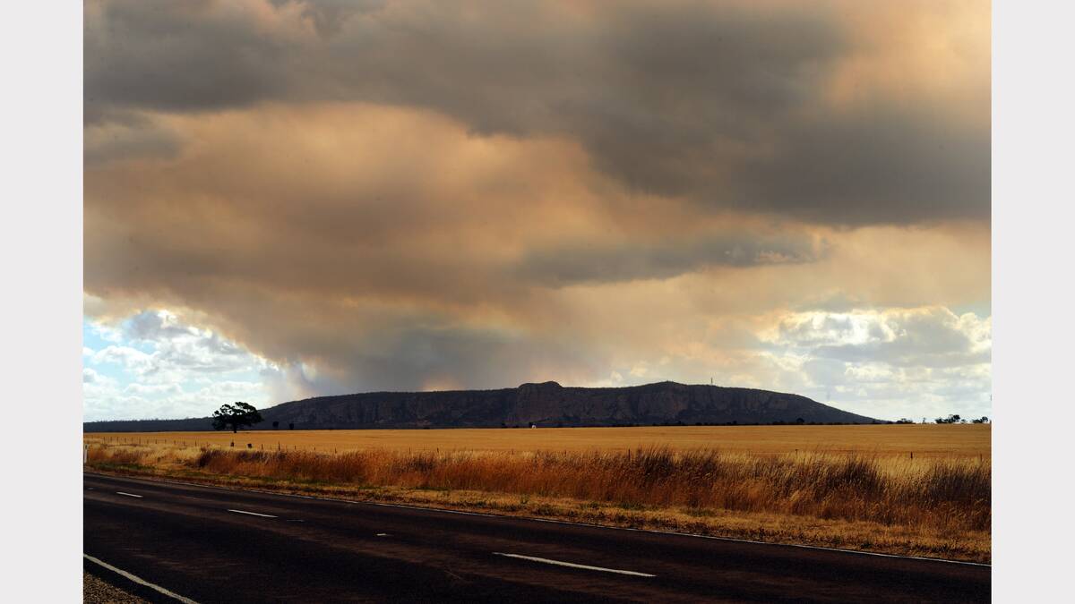 JANUARY: The fire near Goroke, behind Mt Arapiles. Picture: PAUL CARRACHER