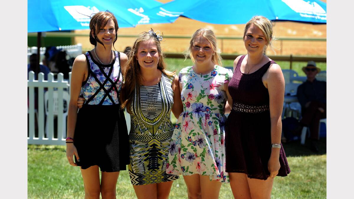 FUN TIMES: Dimboola's Jodie Eade, Madison Albrecht, Hollie Riley and Megan Pryor relax at the races.