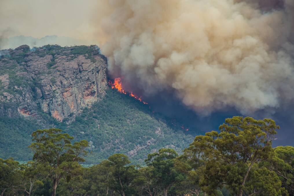 BURNING: The Grampians. Picture: LYNTON BROWN