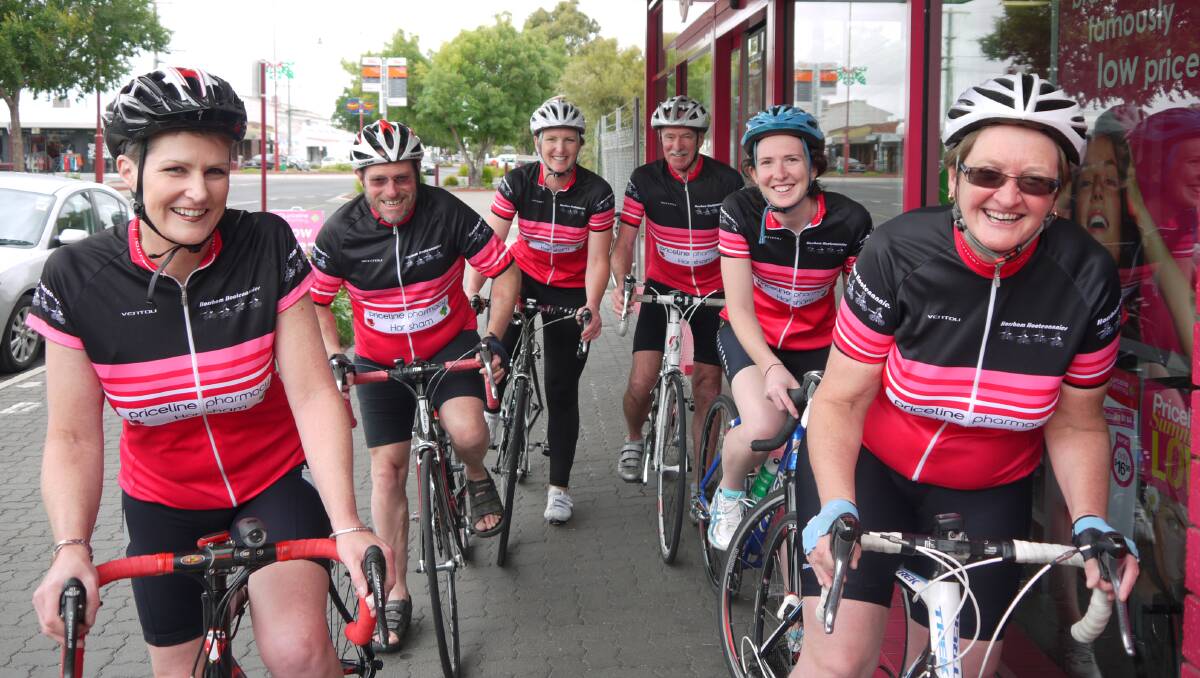 ON YOUR BIKES: Horsham Hootenannies team members, from left, Kate Alessia, Phil Proctor, Annie Noonan, Barry Sherwell, Hannah McKinlay and Heather Proctor are ready to participate in the Ride to Cure Diabetes in the Barossa Valley on Saturday.