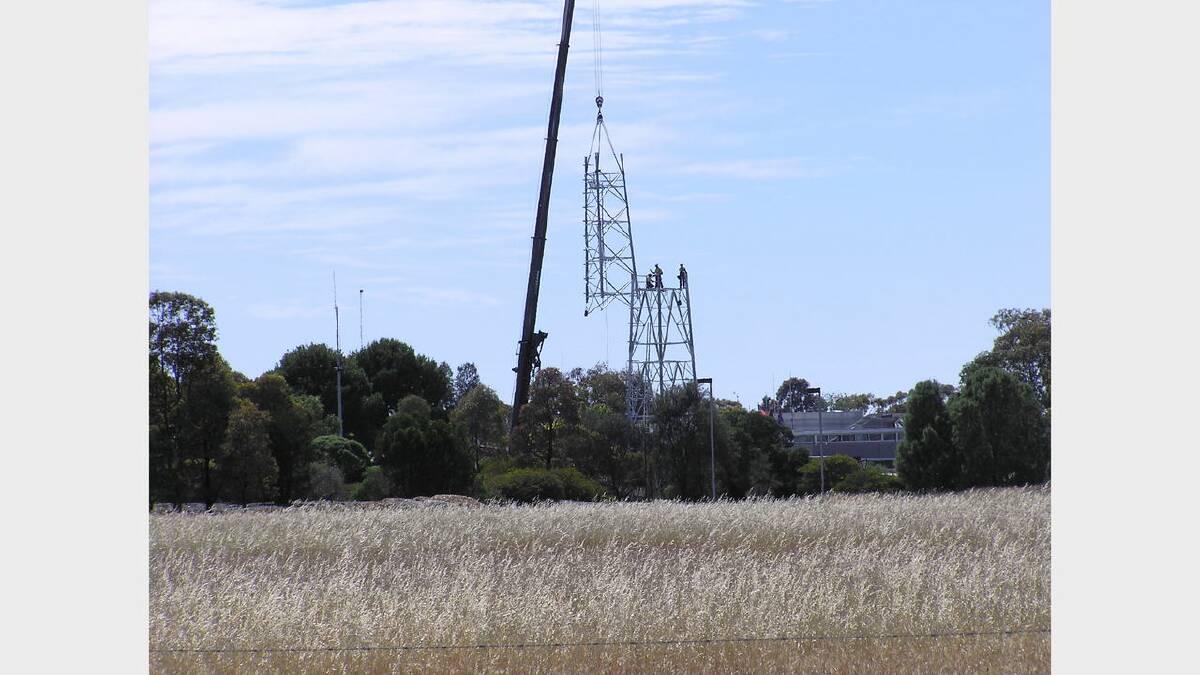 TAKING SHAPE: A new communications tower is assembled at the Department of Environment and Primary Industries in Horsham.