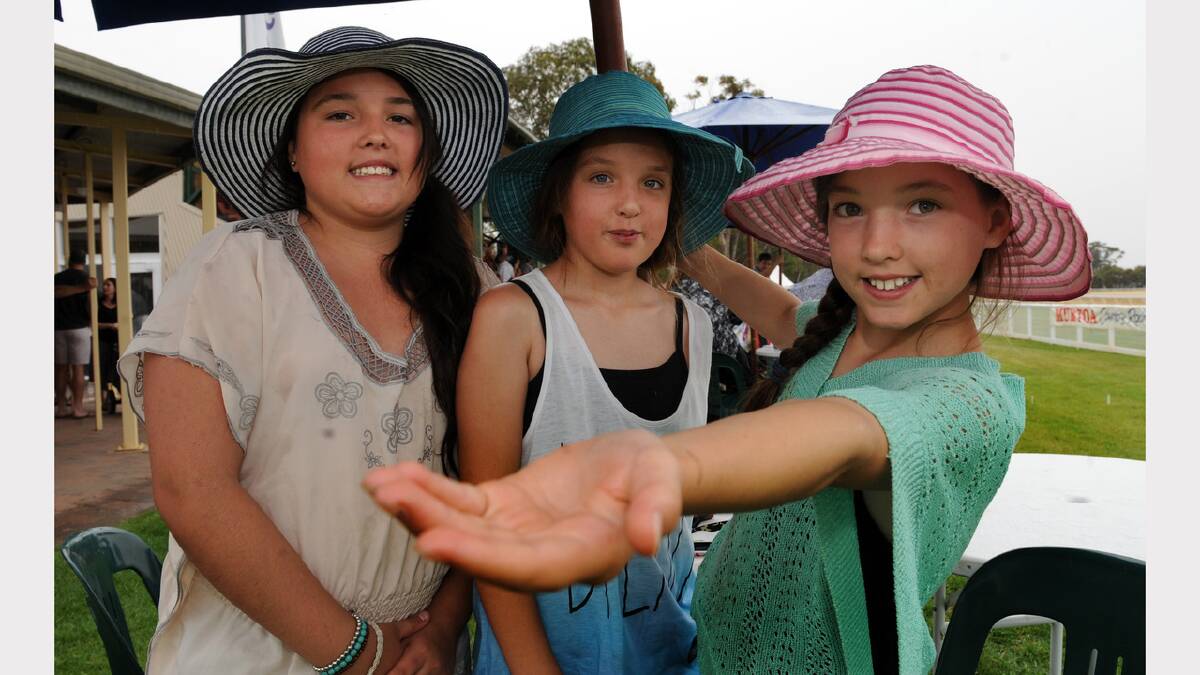 STYLISH: Jaylah, Stephanie and Kristy-Anne Page have fun at the Marma Cup at Murtoa.