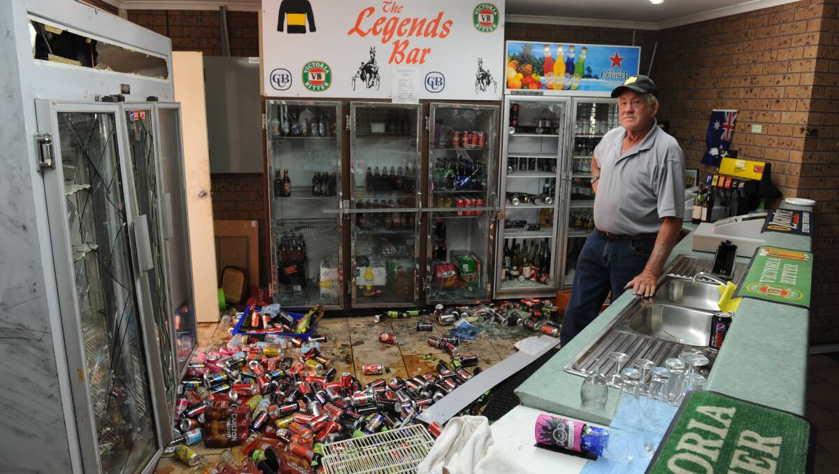 INCREDULOUS: Ararat Harness Racing Club senior vice-president Bob Collins surveys the damage after vandals ransacked the club on Sunday. Picture: PAUL CARRACHER