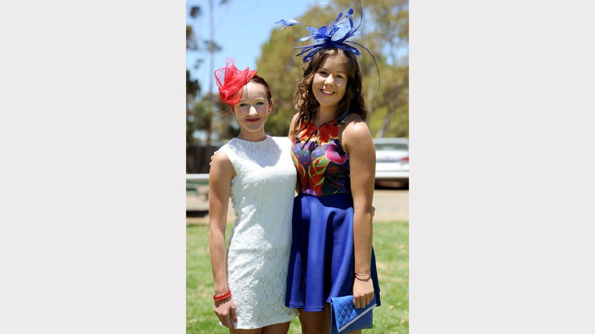 ALL DRESSED UP: Nhill's Shaelee Fischer and Claudia Schneider put their fashion foot forward at the Nhill Cup on Boxing Day.