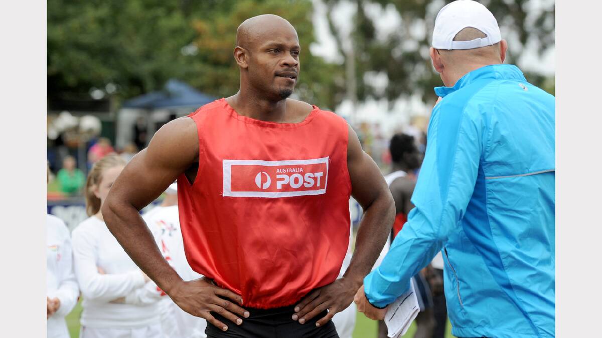 FEBRUARY: Asafa Powell places third in heat 11 at the 2013 Stawell Gift. Picture: SAMANTHA CAMARRI