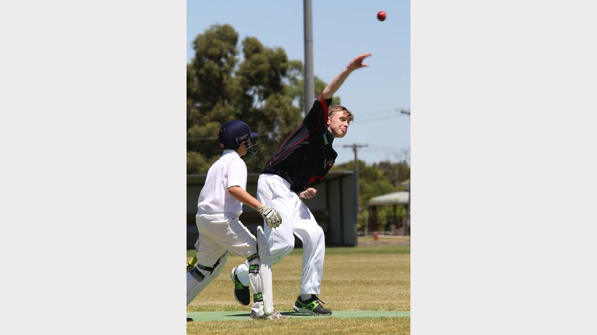 BOWL: Dalton Clough, 14, during the Under-14 Country Week competition at Nhill. Picture: THEA PETRASS