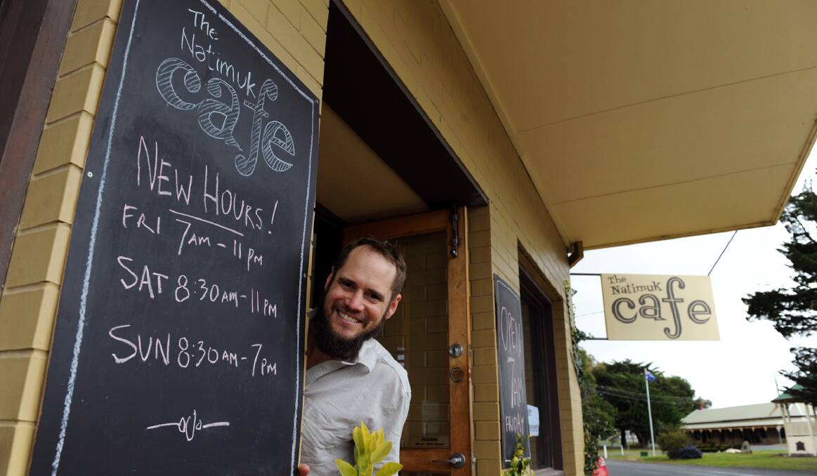 NEW LOOK: Natimuk’s Douglas Hockly reopened Natimuk Cafe last year on a six-month lease. Picture: PAUL CARRACHER