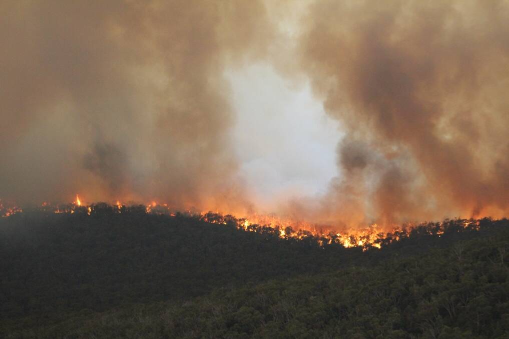 INFERNO: Fire-fighters are still battling blazes in the Wimmera, which have burned more than 53,000 hectares. The Country Fire Authority took to the skies to capture images of the devastating bushfires, which have claimed one life, 10 homes and 7000 livestock.