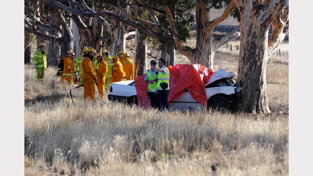 APRIL: Emergency services attend a double fatality at Pimpinio. Picture: SAMANTHA CAMARRI