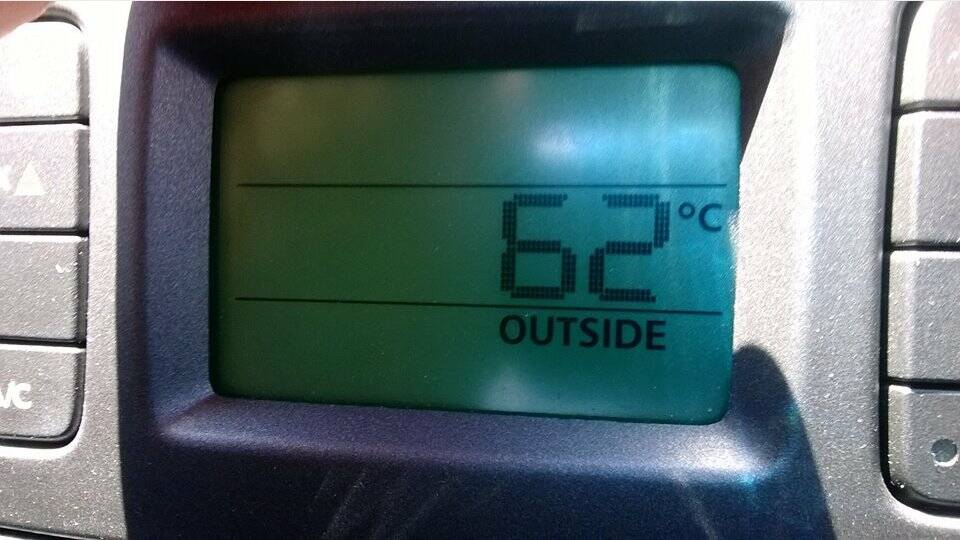 HOT HOT HOT: A Horsham car's temperature gauge.