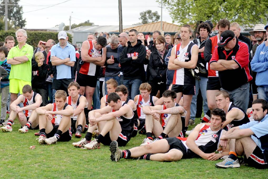 Edenhope-Apsley players and supporters. Kalkee's fifth senior premiership in the Horsham District Football League