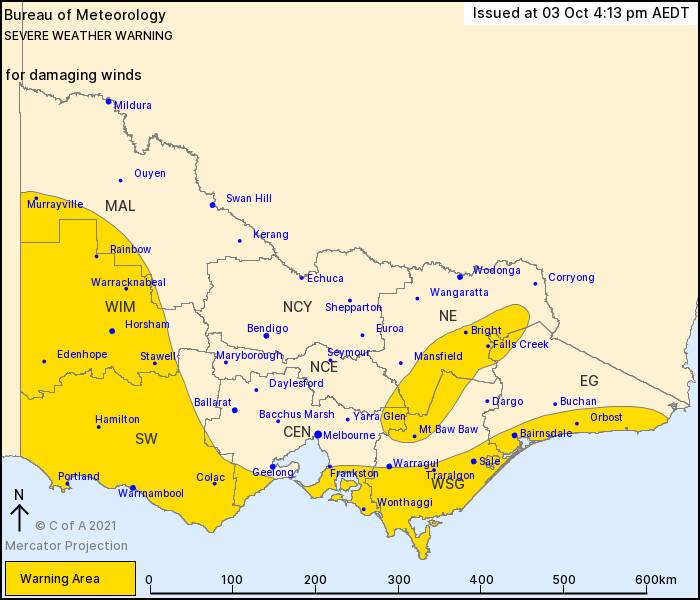Severe wind warning for Monday for the Wimmera