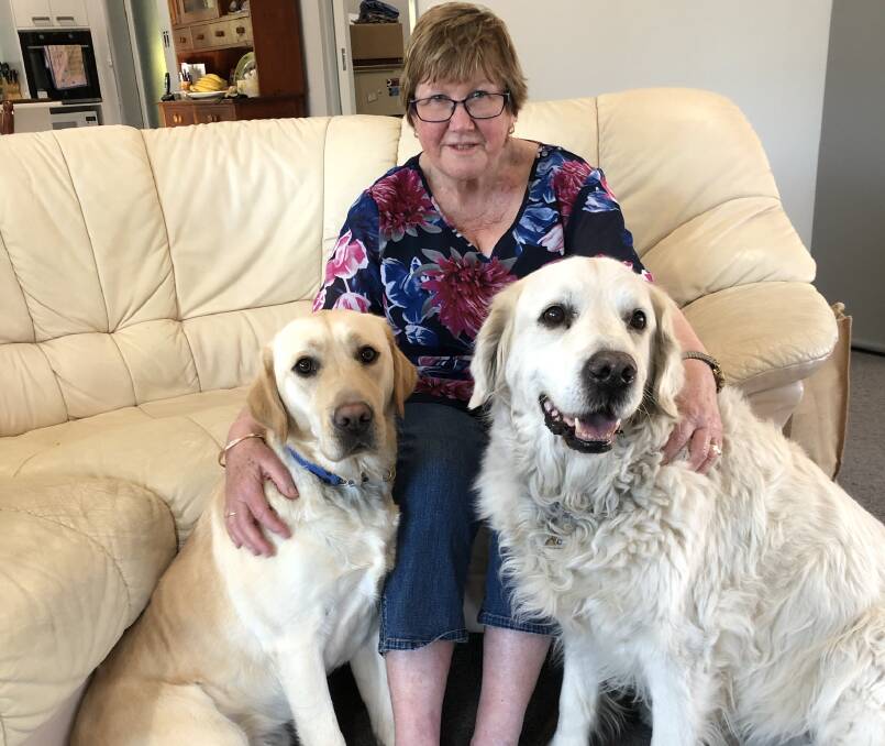 FAMILY: Alison Hall said she trusts her seeing eye dogs more than a white cane and can live a more independent life. Picture: CONTRIBUTED