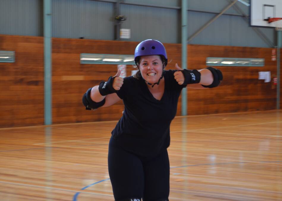 GOT THIS: Mikaela "Mack Truck" Wood has been playing derby for a year and a half before COVID-19 hit. Picture: ALISON FOLETTA.
