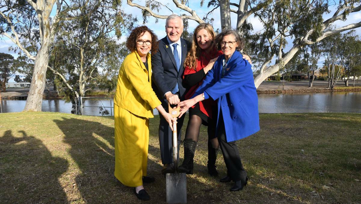 STAGE 1: Malle MP Anne Webster, Deputy Prime Minister Michael McCormack, Parliamentary Secretary for Regional Victoria Danielle Green, and Horsham council mayor Robyn Gulline turn the first sod. Picture: MATT HUGHES