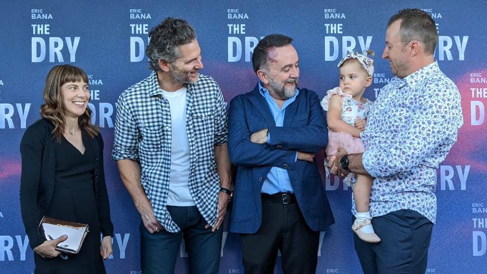 WINNER: Paige Moore, Eric Bana, director Robert Connolly, Audrey and Jeremy Moore at the Horsham Cinema Centre for the world premiere of The Dry. Picture: RICHARD CRABTREE