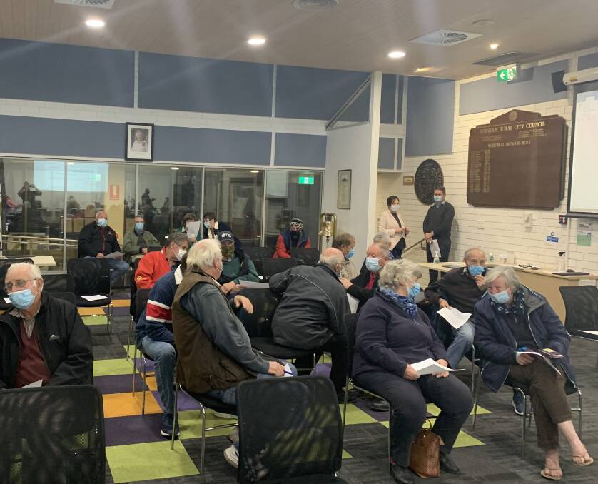 CHAMBERS: Members of the public, mostly farmers, in the Horsham council chambers. Picture: ALISON FOLETTA