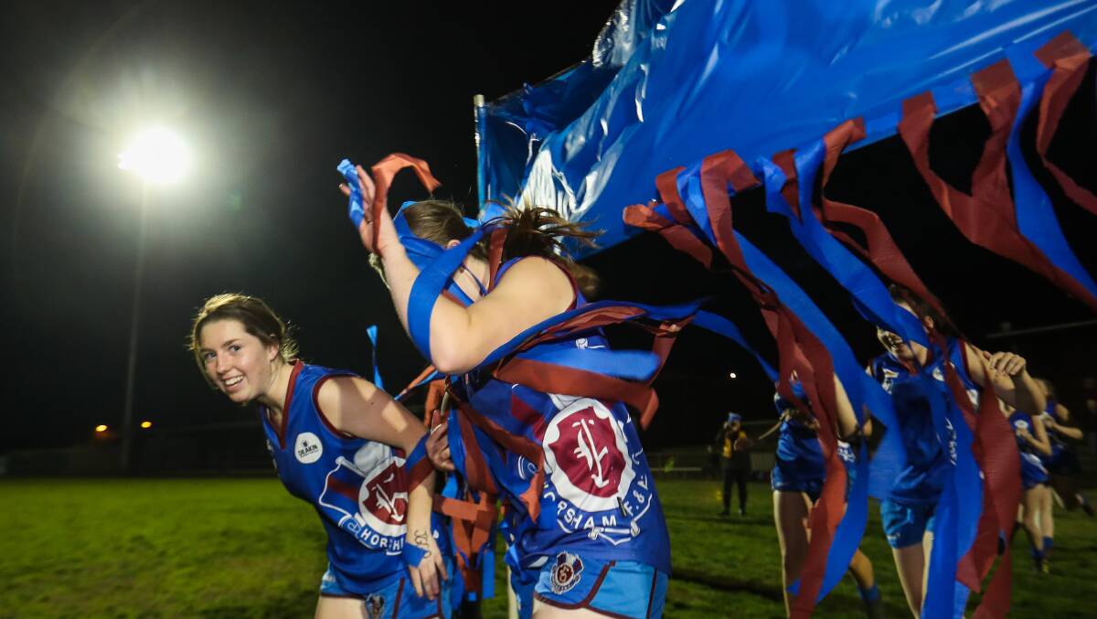 ACTIVE GIRLS" Horsham's Nekaela Butler runs through the banner ahead of the 2019 WVFFL grand final. Picture: FILE