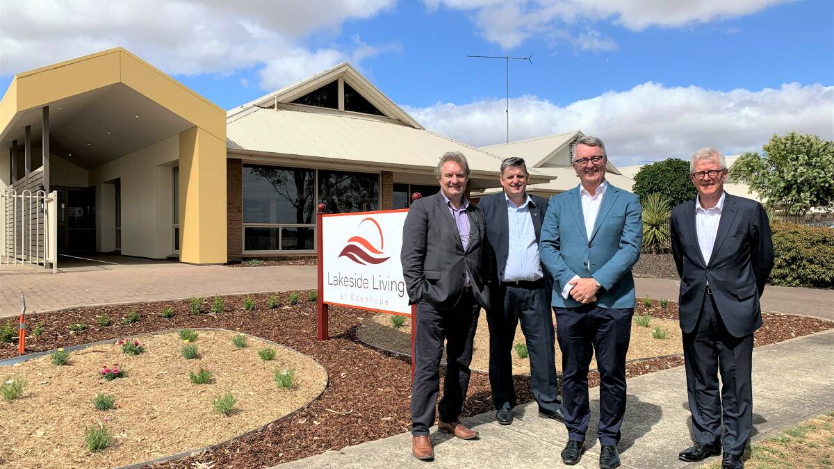 HEALTH: EDMH LEO Andrew Saunders, Grampians Health interim CEO, Dale Fraser, Victorian Minister for Health, Martin Foley and Grampians Health Board Chair Bill Brown. Picture: CONTRIBUTED