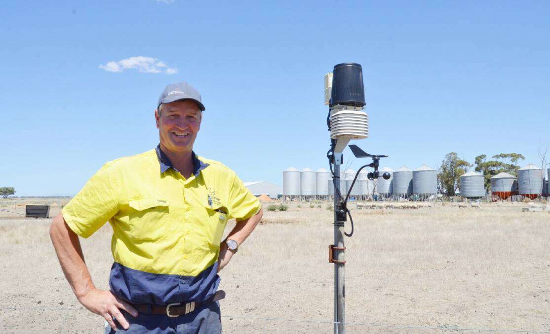 GOOD START: Andrew Weidemann on his farm, Sunnyside besides his weather stations. Picture: ALISON FOLETTA.