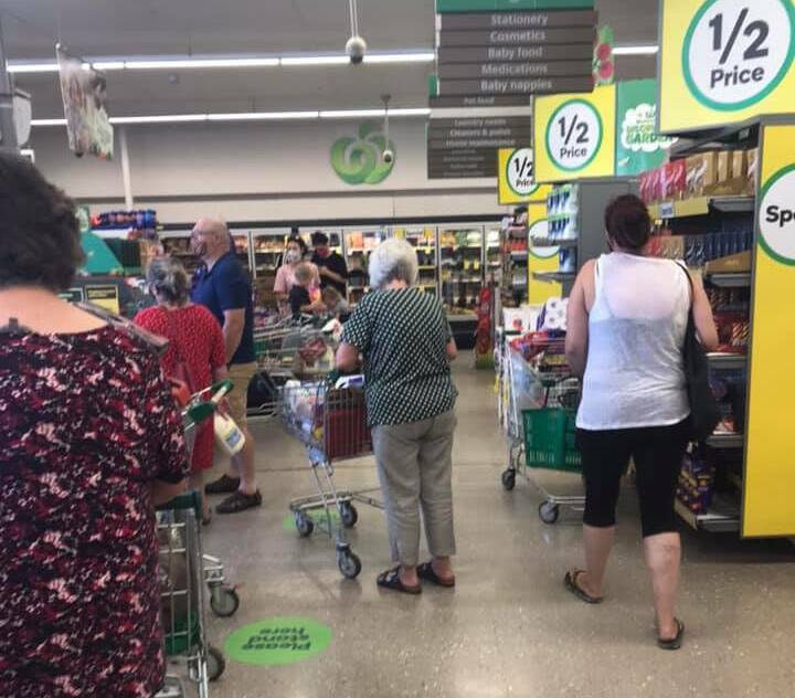 LONG LINES: Inside the shops in Stawell shortly after Friday's lockdown annoucement. Picture: CONTRIBUTED. 