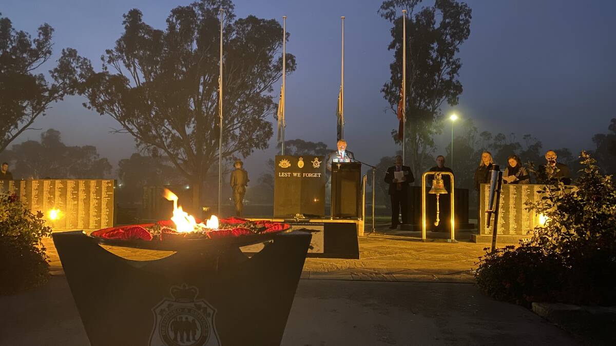 ANZAC: The Dawn Service at Sawyer Park's Cenotaph and memorial. Picture: ALISON FOLETTA. 